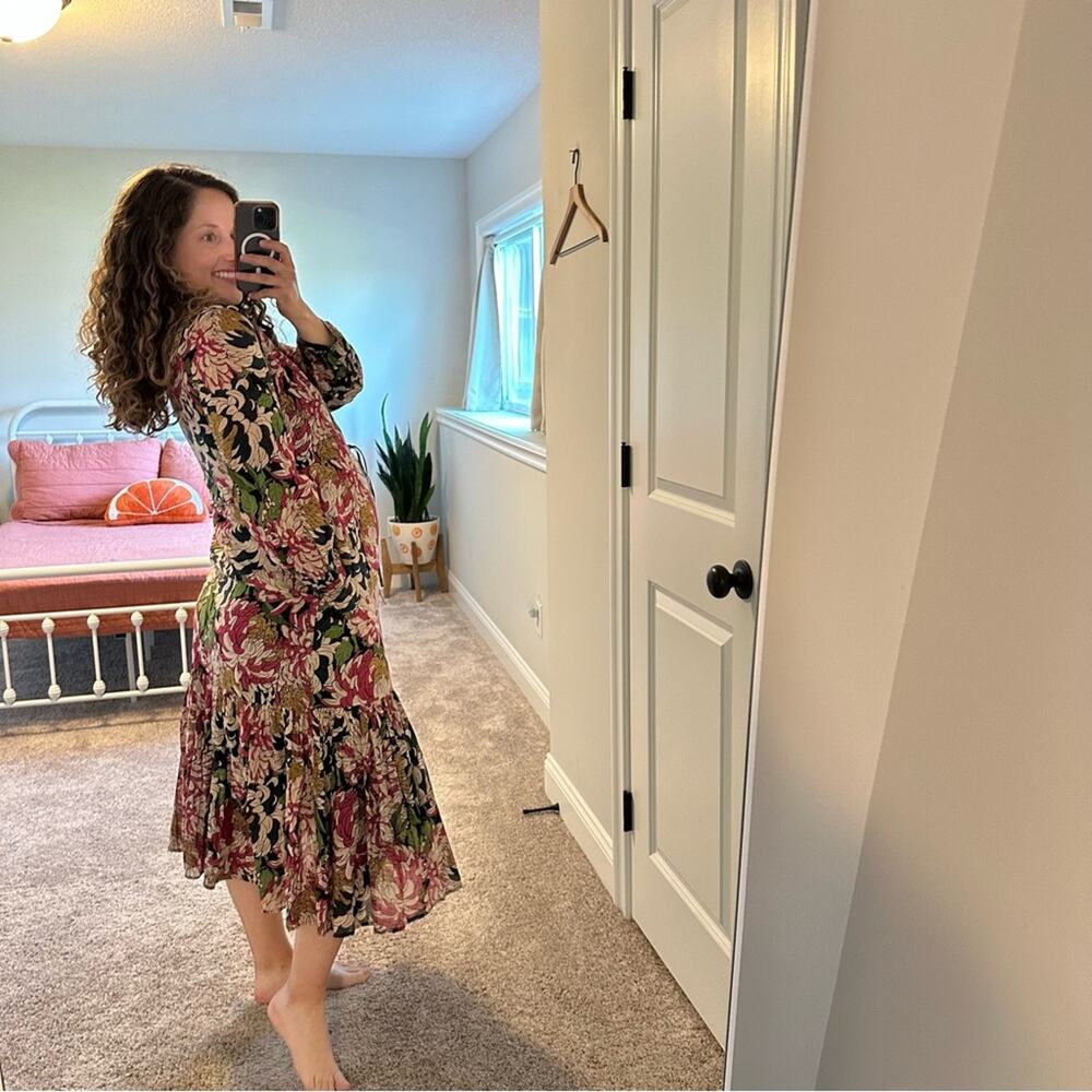 Tuckernuck Olivia James The Label Navy Pink Floral Cotton Maxi Dress XS - Picture 2 of 13